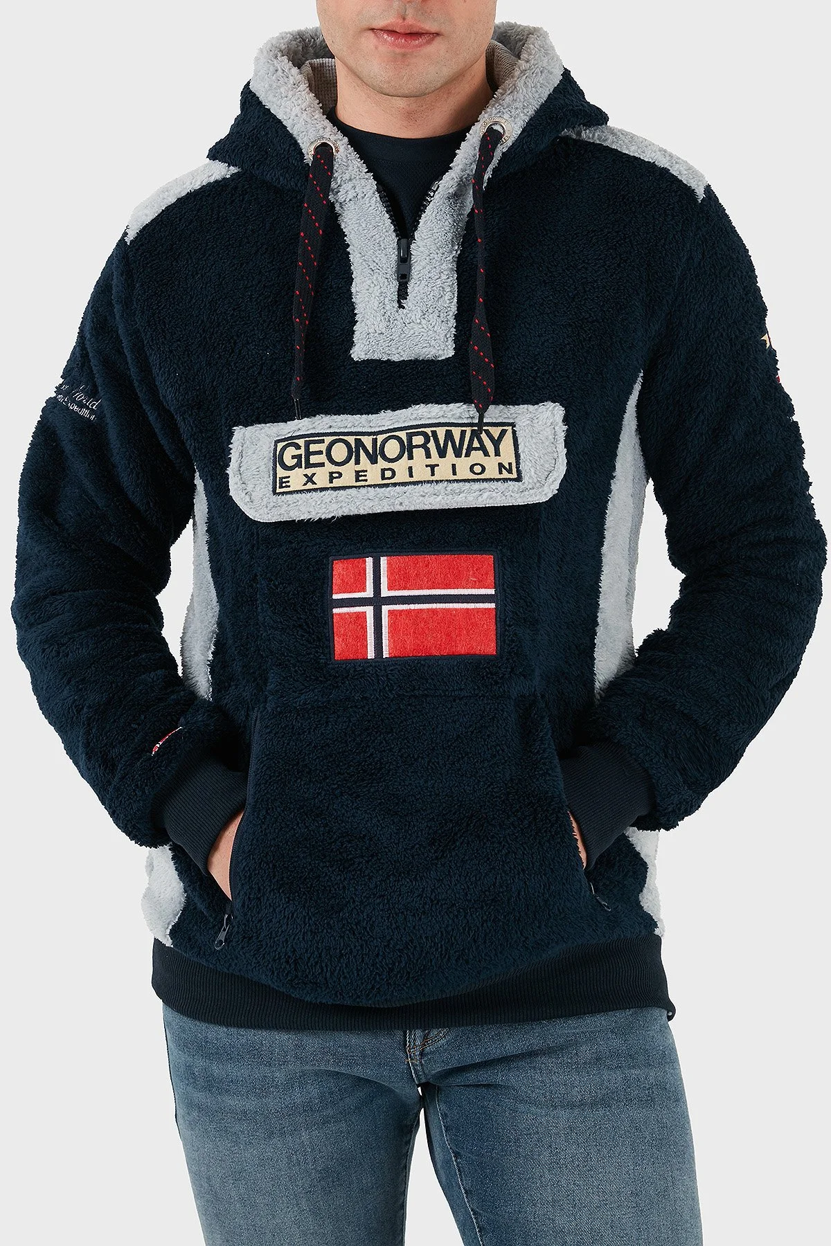 Norway Geographical Kapüşonlu Yarım Fermuarlı Outdoor Polar Erkek Sweat GYMCLASSSHERCO LACİVERT - 9