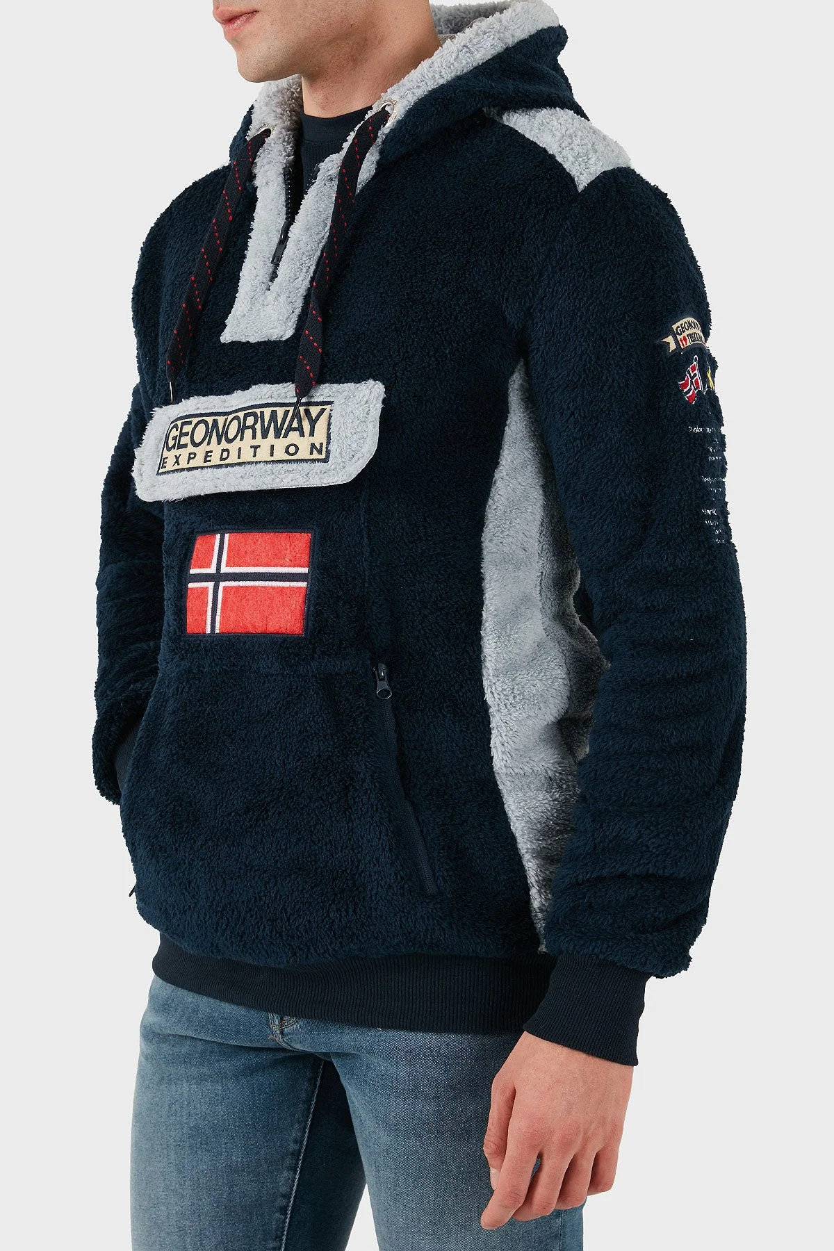Norway Geographical Kapüşonlu Yarım Fermuarlı Outdoor Polar Erkek Sweat GYMCLASSSHERCO LACİVERT - 10
