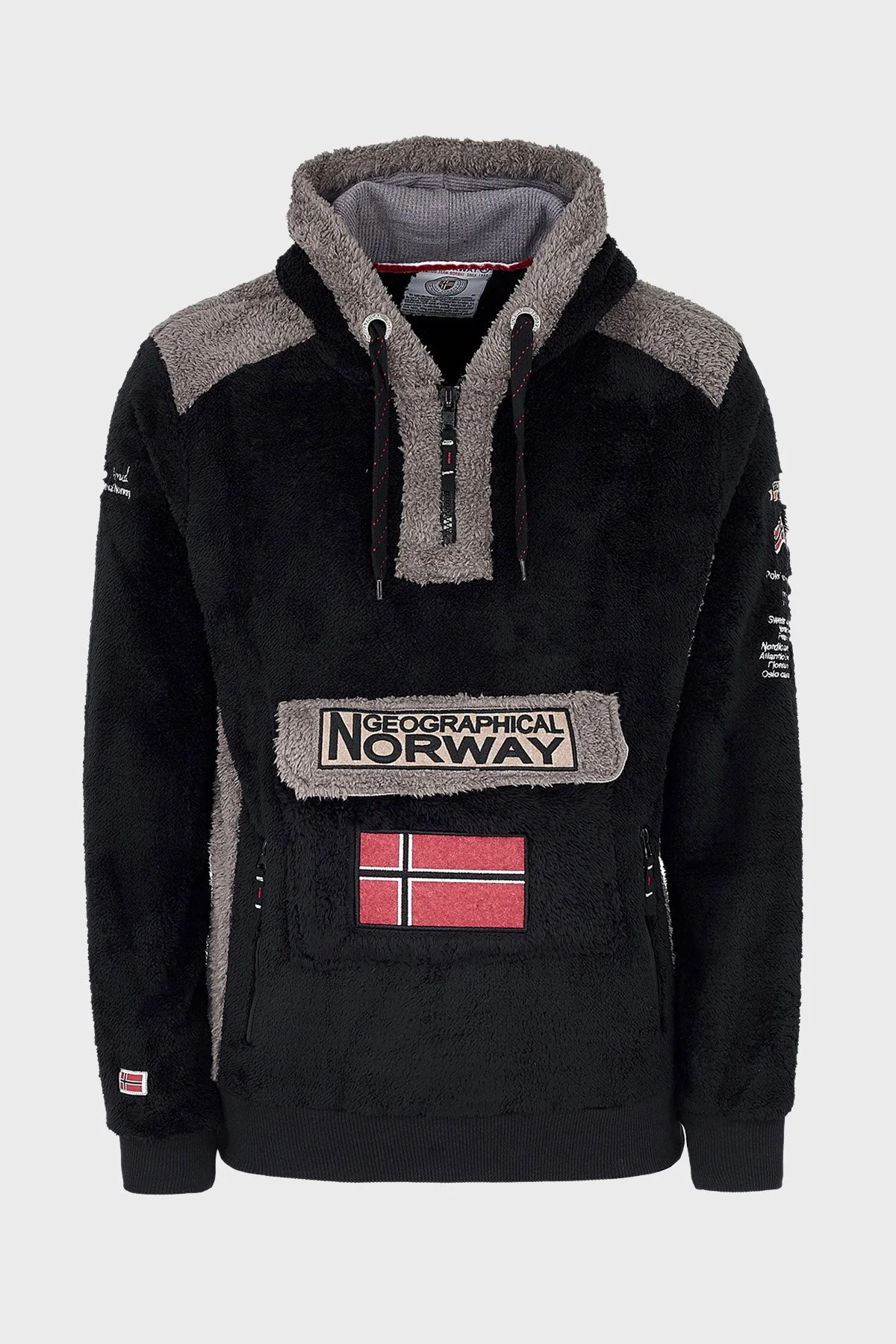 Norway Geographical Kapüşonlu Yarım Fermuarlı Outdoor Polar Erkek Sweat GYMCLASSSHERCO SİYAH - 8