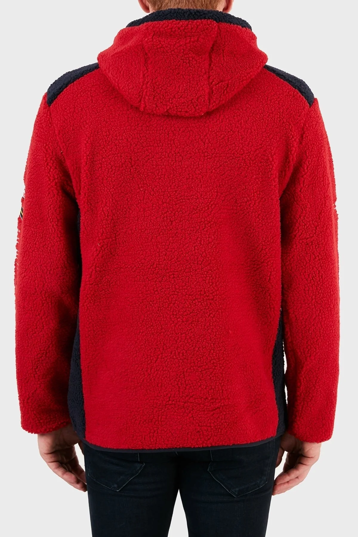 Norway Geographical Kapüşonlu Yarım Fermuarlı Outdoor Polar Erkek Sweat GYMCLASSSHERPA KIRMIZI - 2