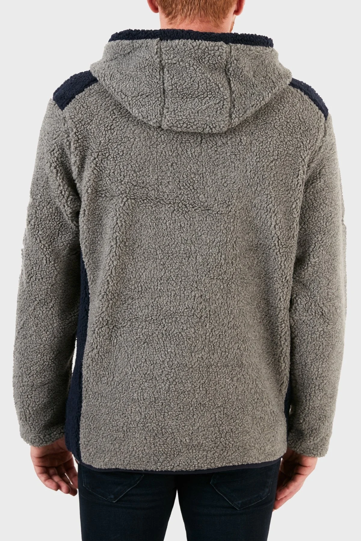 Norway Geographical Kapüşonlu Yarım Fermuarlı Outdoor Polar Erkek Sweat GYMCLASSSHERPA KOYU GRİ - 3