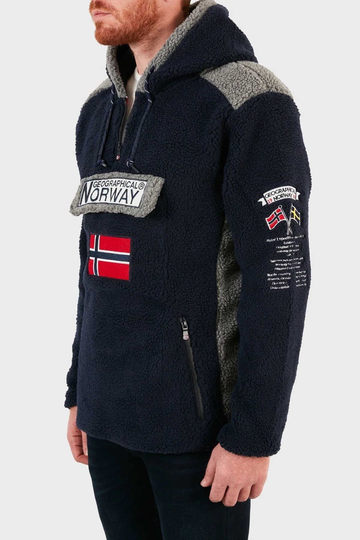 Norway Geographical Kapüşonlu Yarım Fermuarlı Outdoor Polar Erkek Sweat GYMCLASSSHERPA LACİVERT - 4