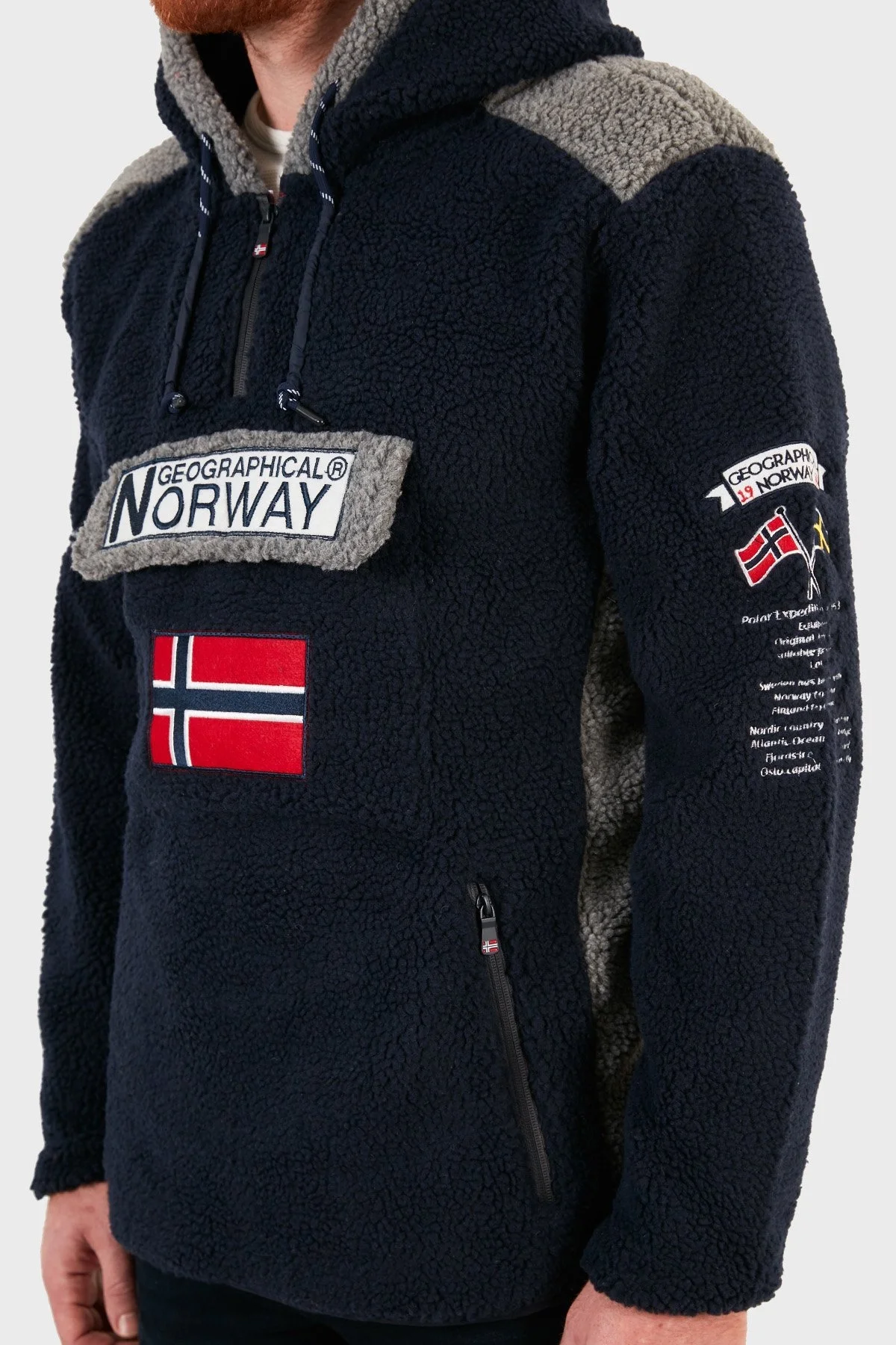 Norway Geographical Kapüşonlu Yarım Fermuarlı Outdoor Polar Erkek Sweat GYMCLASSSHERPA LACİVERT - 5