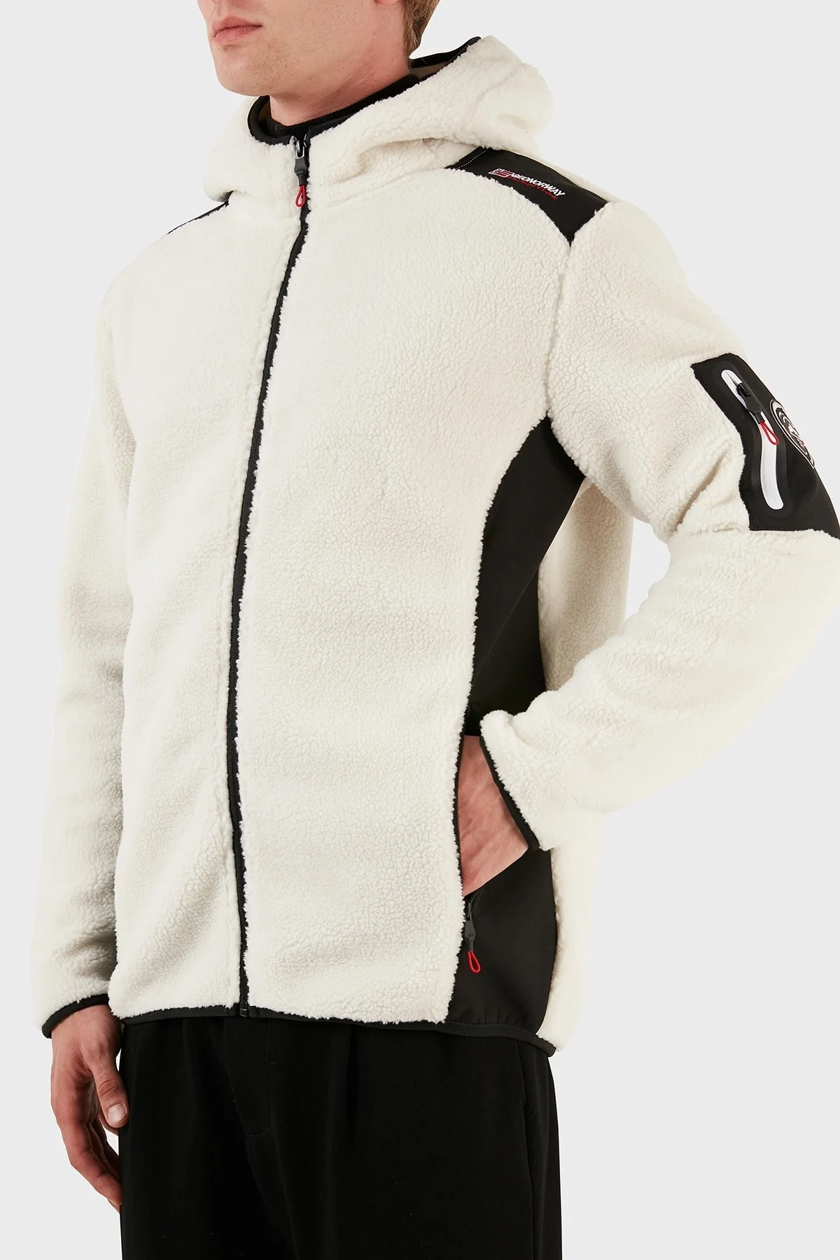 Norway Geographical Kapüşonlu Yumuşak Dokulu Rüzgar Geçirmez Outdoor Erkek Polar TUFOUR BEYAZ - 4