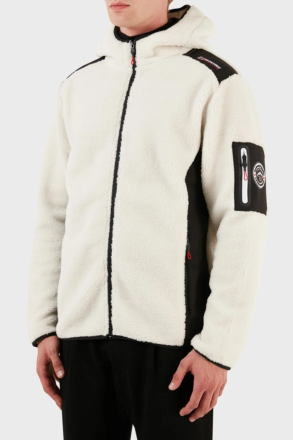 Norway Geographical Kapüşonlu Yumuşak Dokulu Rüzgar Geçirmez Outdoor Erkek Polar TUFOUR BEYAZ - 6