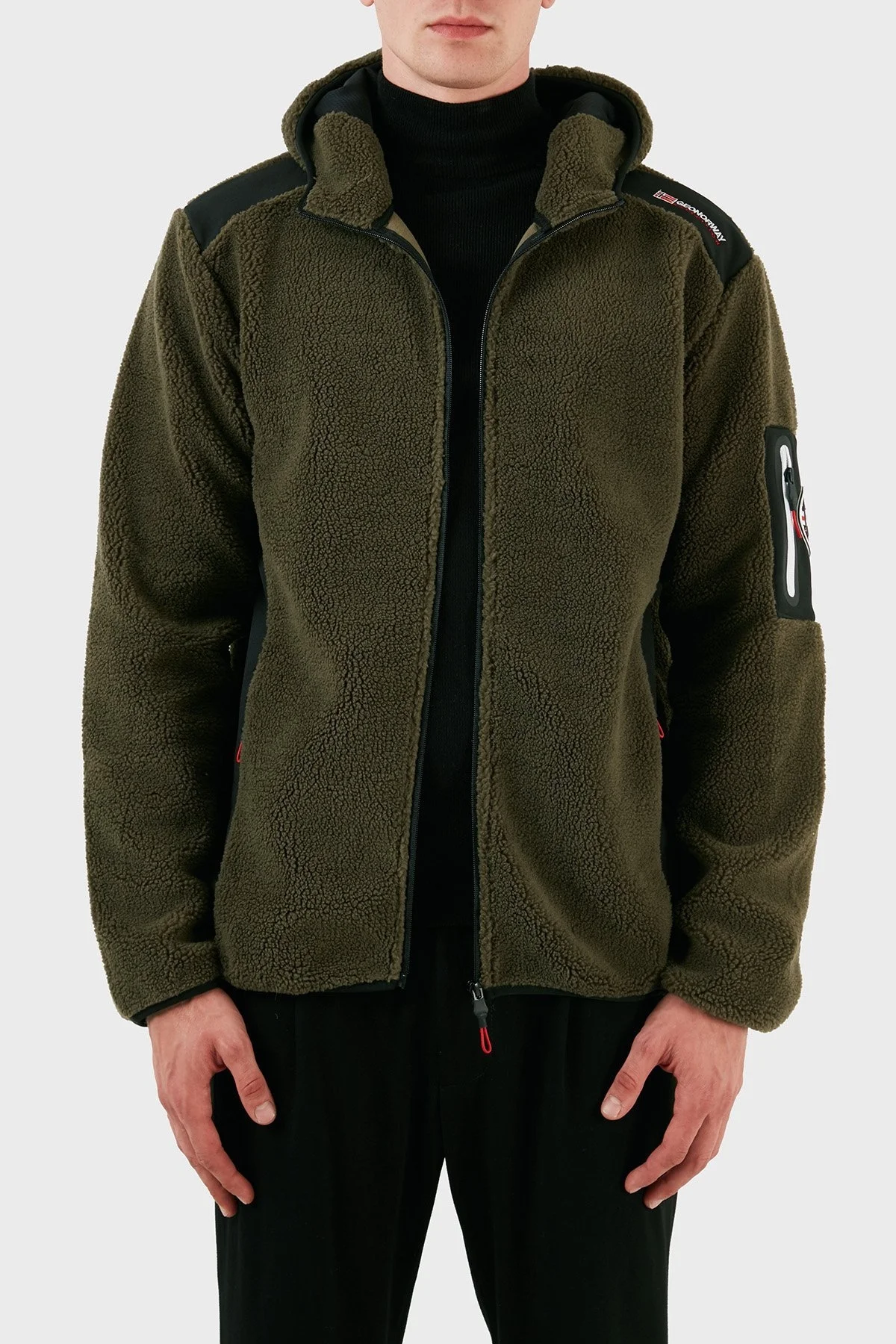 Norway Geographical Kapüşonlu Yumuşak Dokulu Rüzgar Geçirmez Outdoor Erkek Polar TUFOUR HAKİ - 3