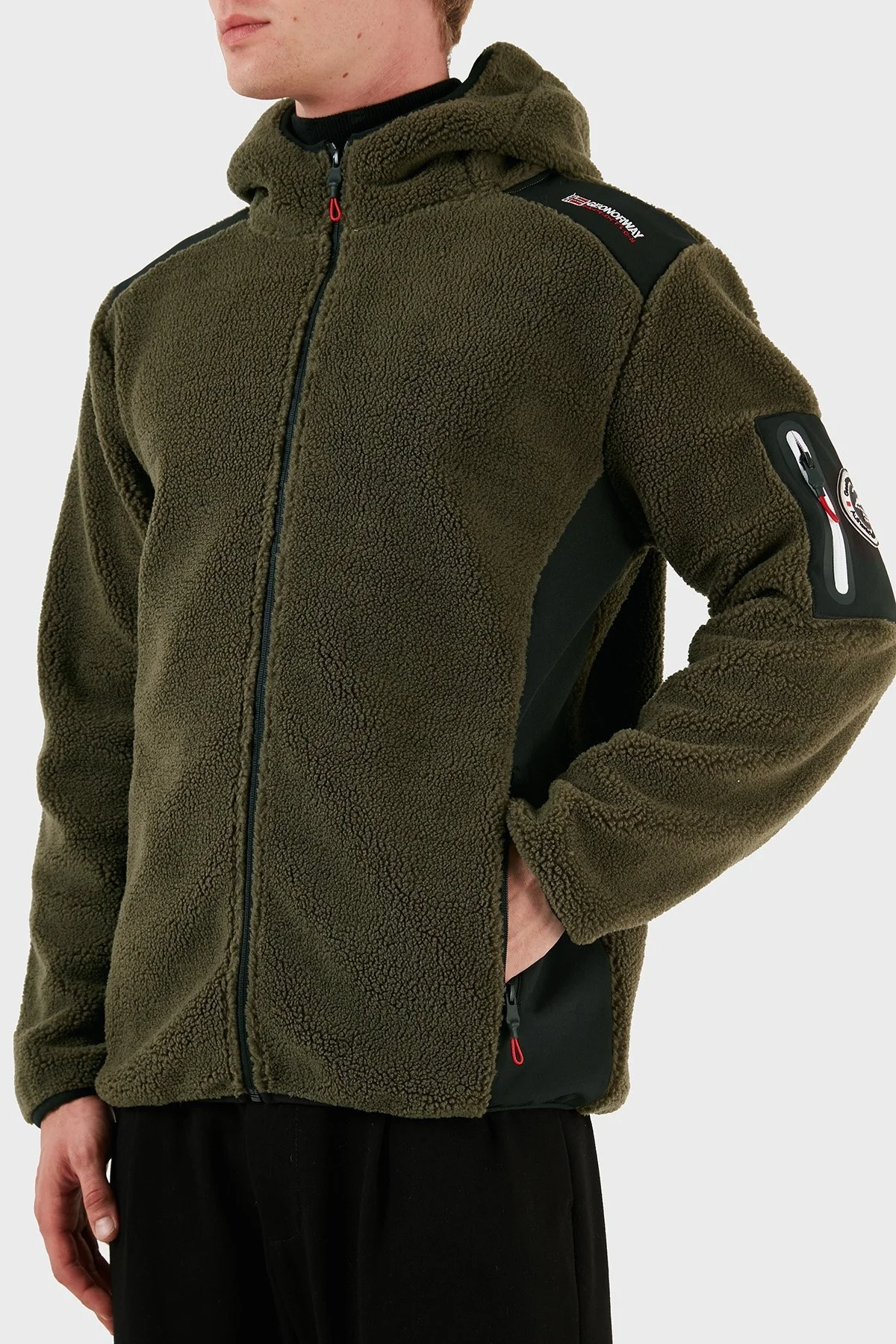 Norway Geographical Kapüşonlu Yumuşak Dokulu Rüzgar Geçirmez Outdoor Erkek Polar TUFOUR HAKİ - 4