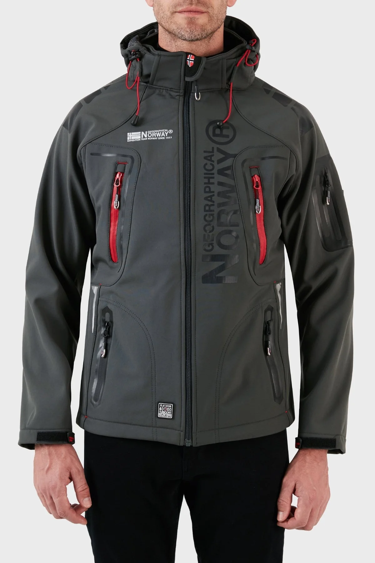 Norway Geographical Su Geçirmez 4000 mm Kapüşonlu Outdoor Erkek Mont TECHNO KOYU GRİ - 1