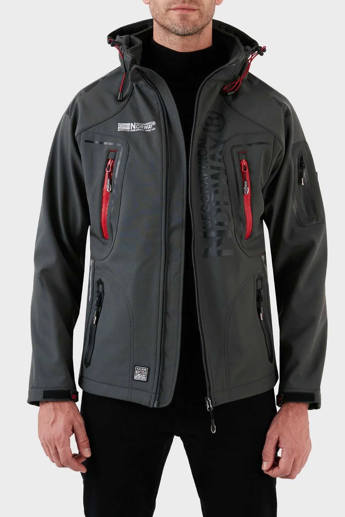Norway Geographical Su Geçirmez 4000 mm Kapüşonlu Outdoor Erkek Mont TECHNO KOYU GRİ - 3