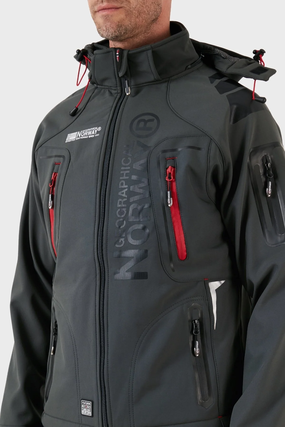 Norway Geographical Su Geçirmez 4000 mm Kapüşonlu Outdoor Erkek Mont TECHNO KOYU GRİ - 4