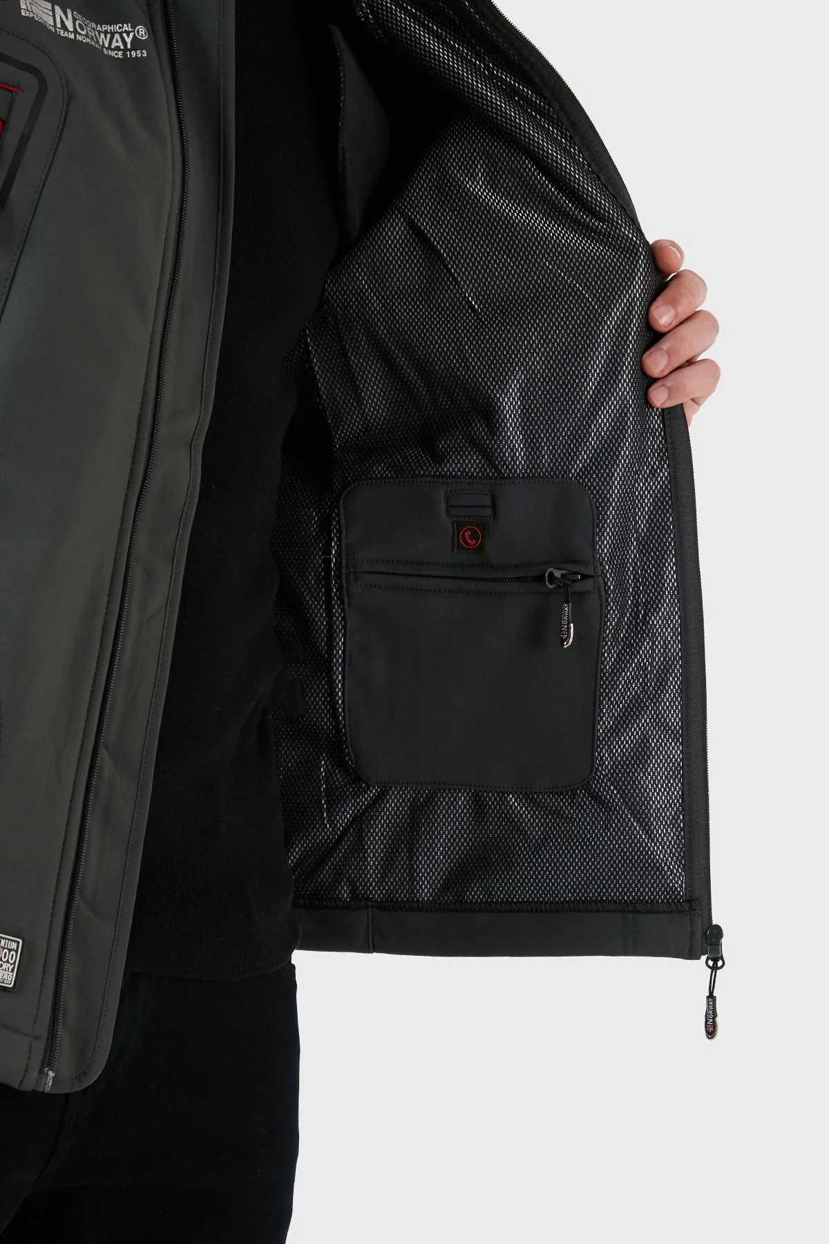 Norway Geographical Su Geçirmez 4000 mm Kapüşonlu Outdoor Erkek Mont TECHNO KOYU GRİ - 5