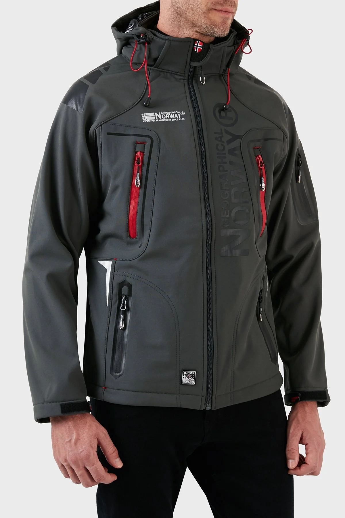 Norway Geographical Su Geçirmez 4000 mm Kapüşonlu Outdoor Erkek Mont TECHNO KOYU GRİ - 6