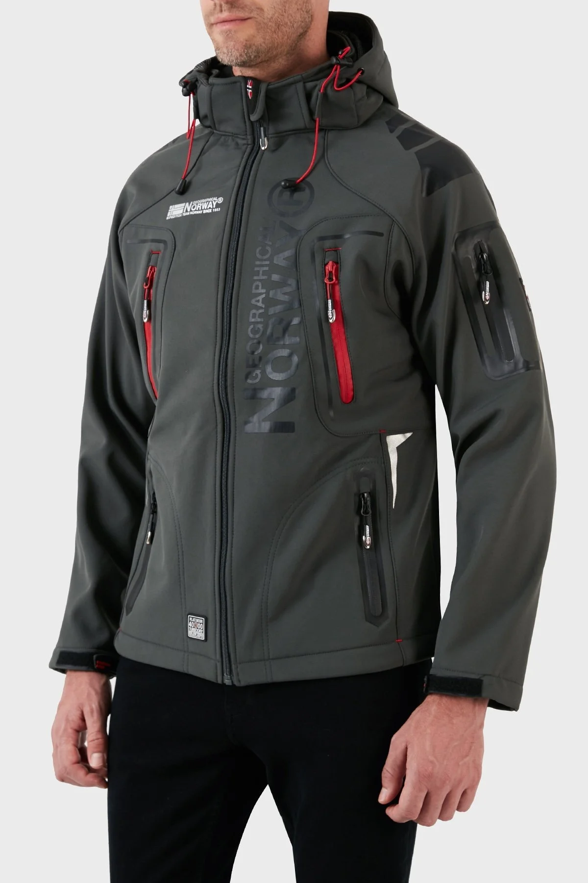 Norway Geographical Su Geçirmez 4000 mm Kapüşonlu Outdoor Erkek Mont TECHNO KOYU GRİ - 7