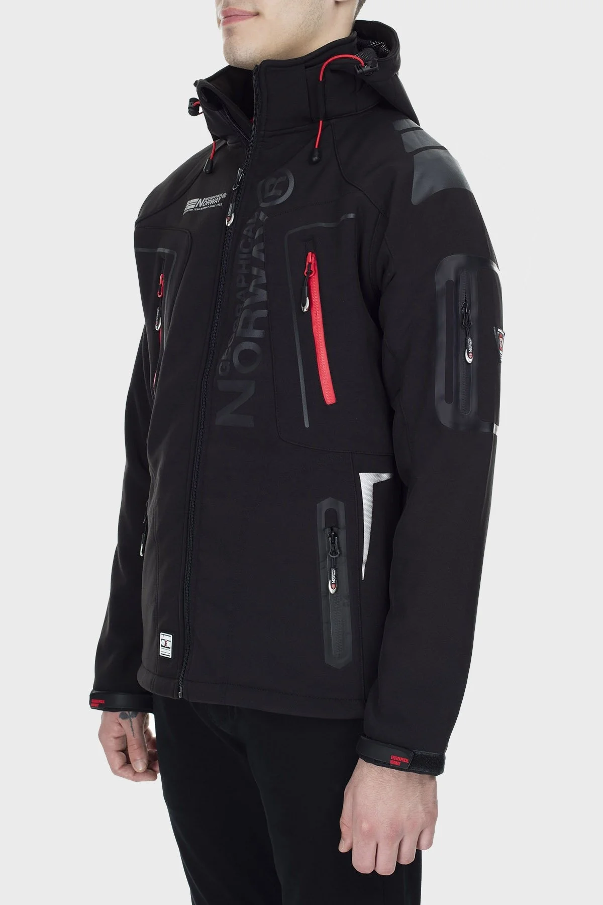 Norway Geographical Su Geçirmez 4000 mm Kapüşonlu Outdoor Erkek Mont TECHNO SİYAH - 4