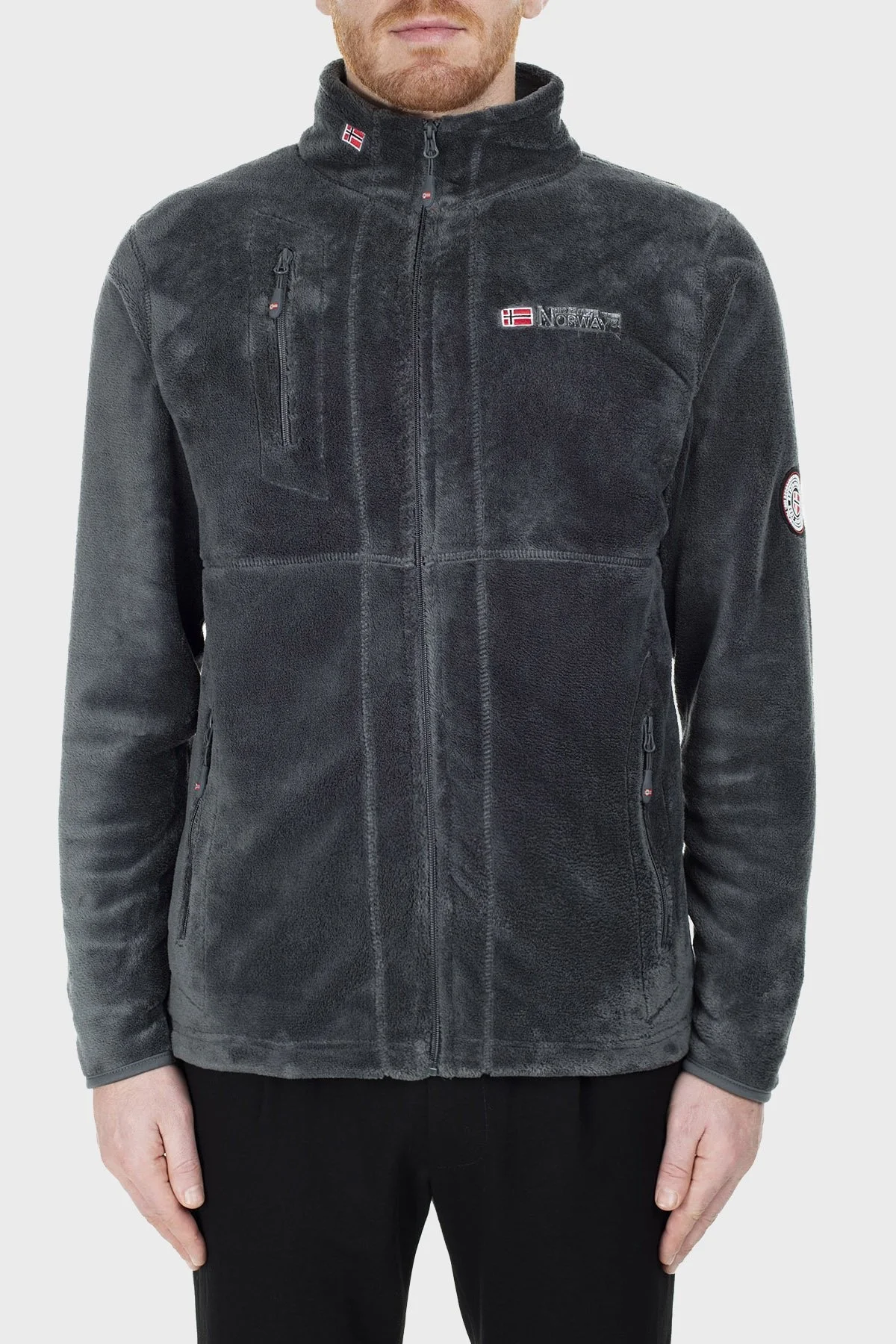 Norway Geographical Yumuşak Dokulu Soğuğa Dayanıklı Fermuarlı Outdoor Erkek Polar UPLOAD KOYU GRİ - 10