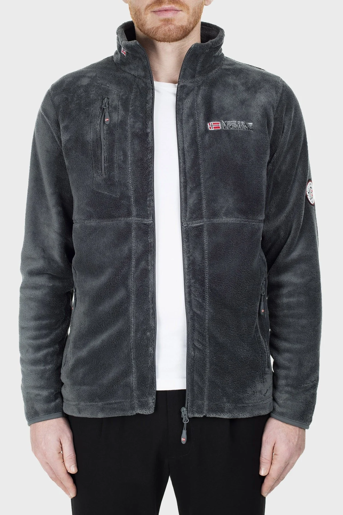 Norway Geographical Yumuşak Dokulu Soğuğa Dayanıklı Fermuarlı Outdoor Erkek Polar UPLOAD KOYU GRİ - 11