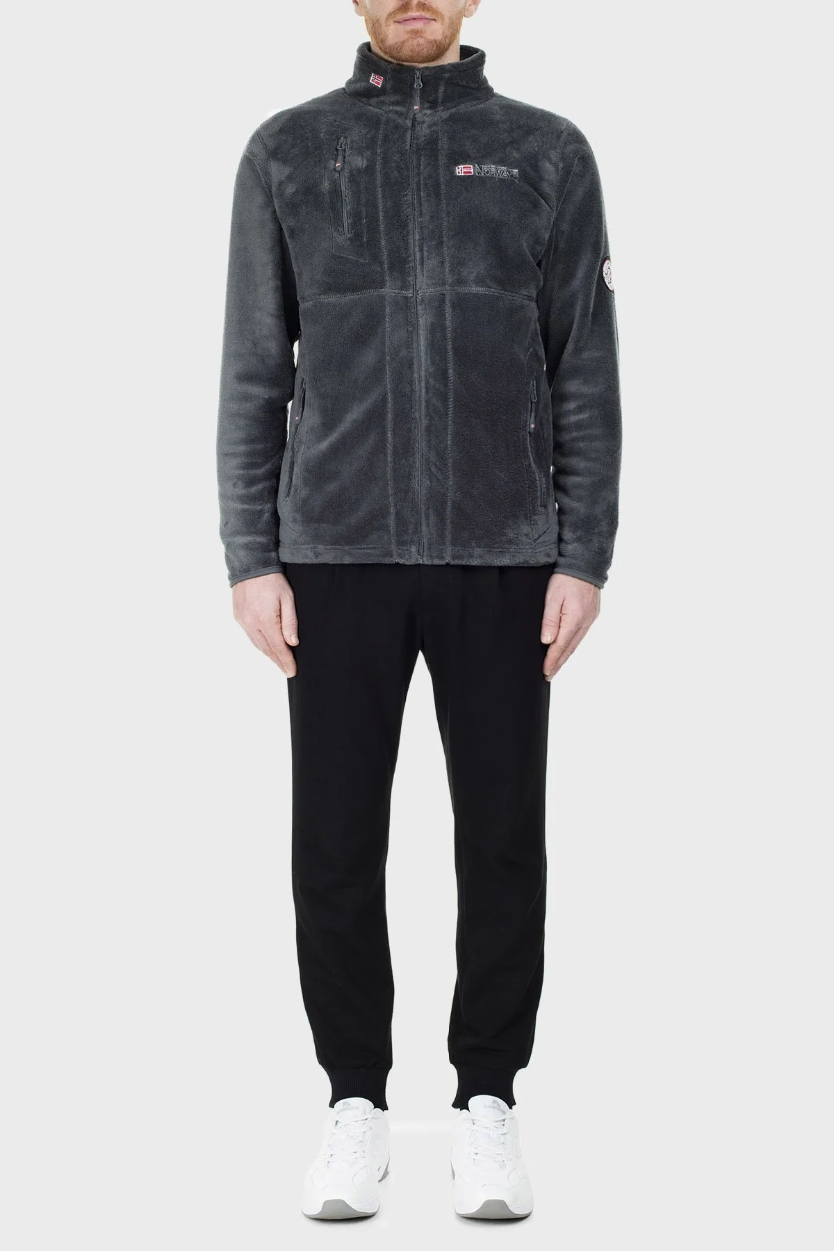 Norway Geographical Yumuşak Dokulu Soğuğa Dayanıklı Fermuarlı Outdoor Erkek Polar UPLOAD KOYU GRİ - 12