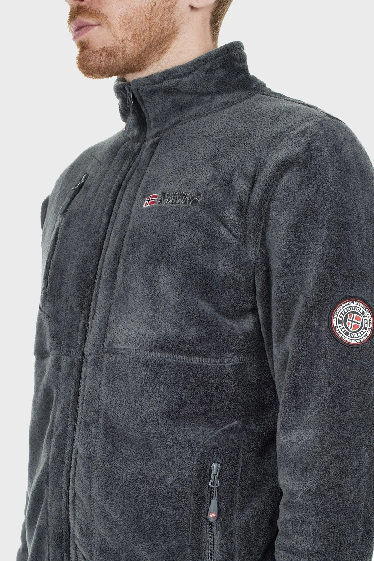 Norway Geographical Yumuşak Dokulu Soğuğa Dayanıklı Fermuarlı Outdoor Erkek Polar UPLOAD KOYU GRİ - 13