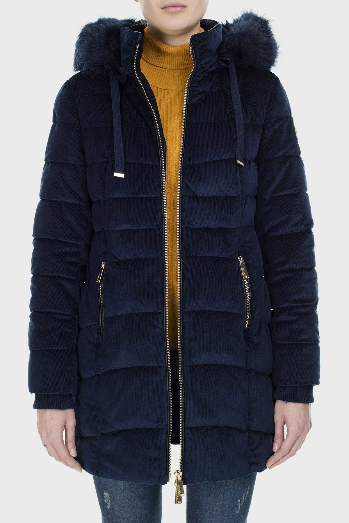 Norway Geographical Suya ve Soğuğa Dayanıklı Çıkarılabilir Kapüşonlu Outdoor Bayan Parka BILOVE LACİVERT - 4