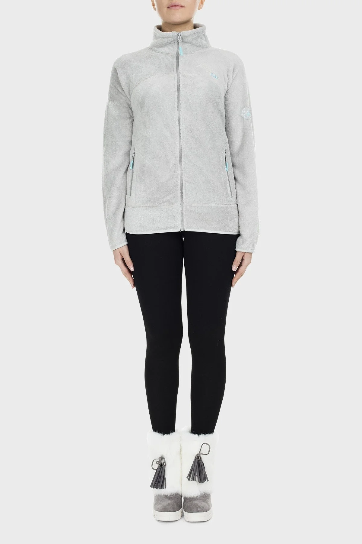 Norway Geographical Yumuşak Dokulu Soğuğa Dayanıklı Outdoor Bayan Polar UPALINEB GRİ - 11