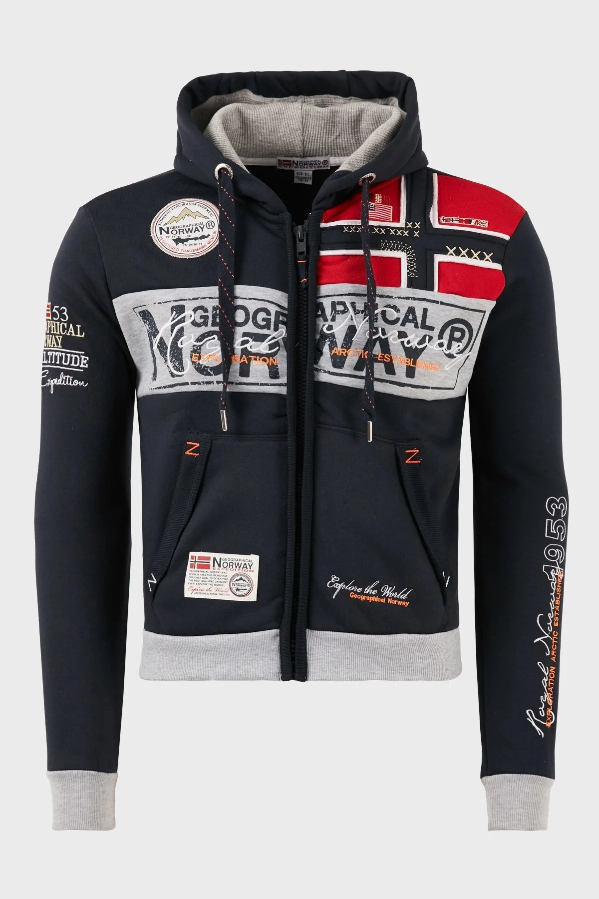 Norway Geographical Pamuklu Şardonlu Kapüşonlu Erkek Sweat FLYERSW 1 LACİVERT - 1