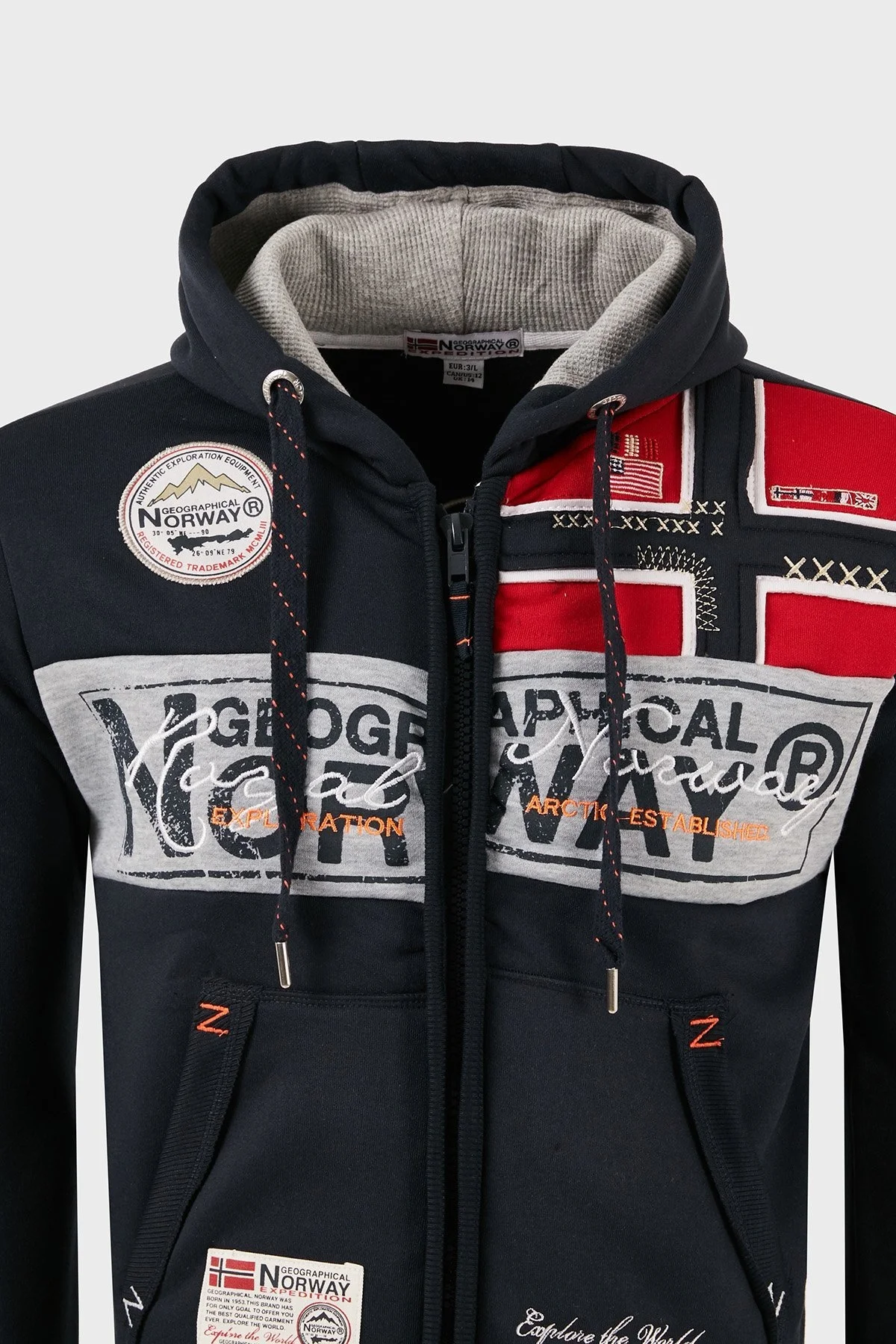 Norway Geographical Pamuklu Şardonlu Kapüşonlu Erkek Sweat FLYERSW 1 LACİVERT - 3