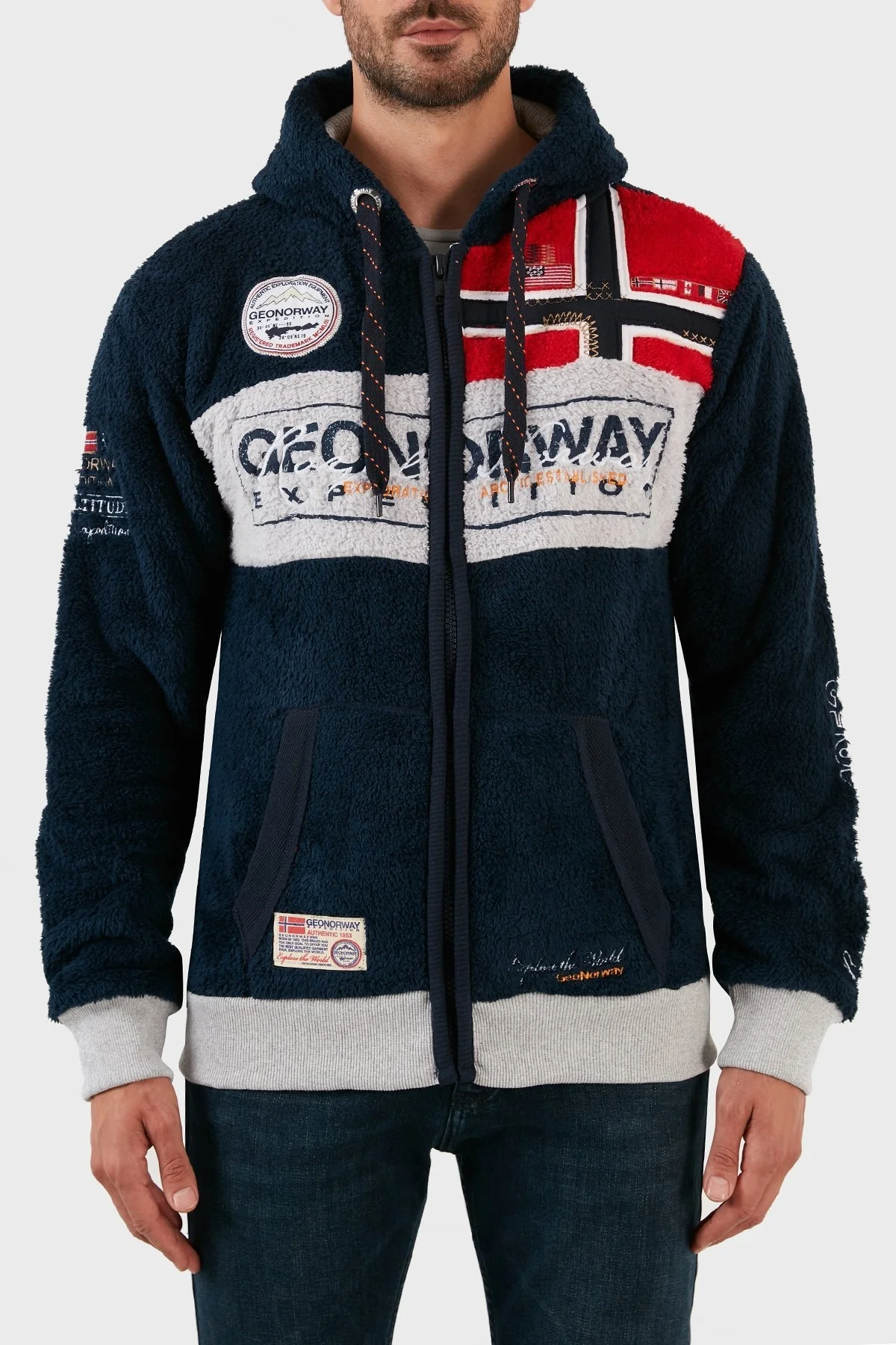 Norway Geographical Pamuklu Şardonlu Kapüşonlu Erkek Sweat FLYERSW LACİVERT - 1