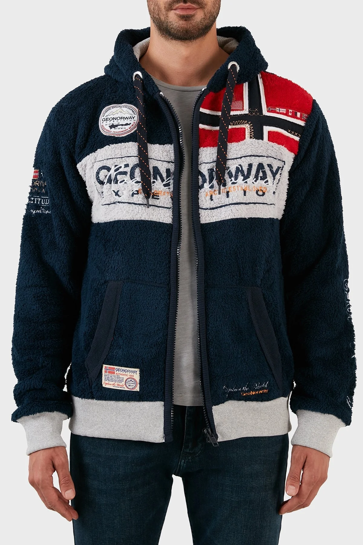 Norway Geographical Pamuklu Şardonlu Kapüşonlu Erkek Sweat FLYERSW LACİVERT - 4