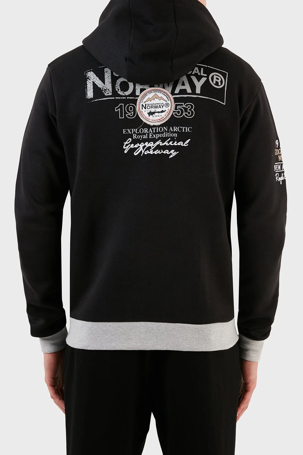 Norway Geographical Pamuklu Şardonlu Kapüşonlu Erkek Sweat FLYERSW SİYAH - 2