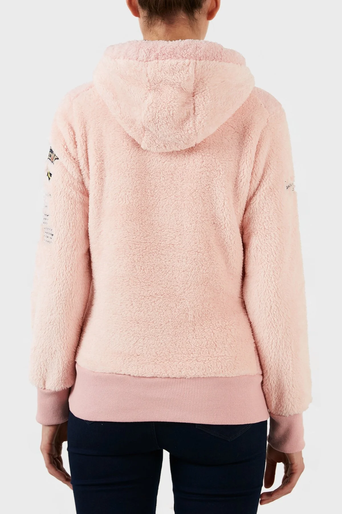 Norway Geographical Pamuklu Yumuşak Dokulu Soğuğa Dayanıklı Kapüşonlu Bayan Polar GYMCLASS SHERCOB PEMBE - 5