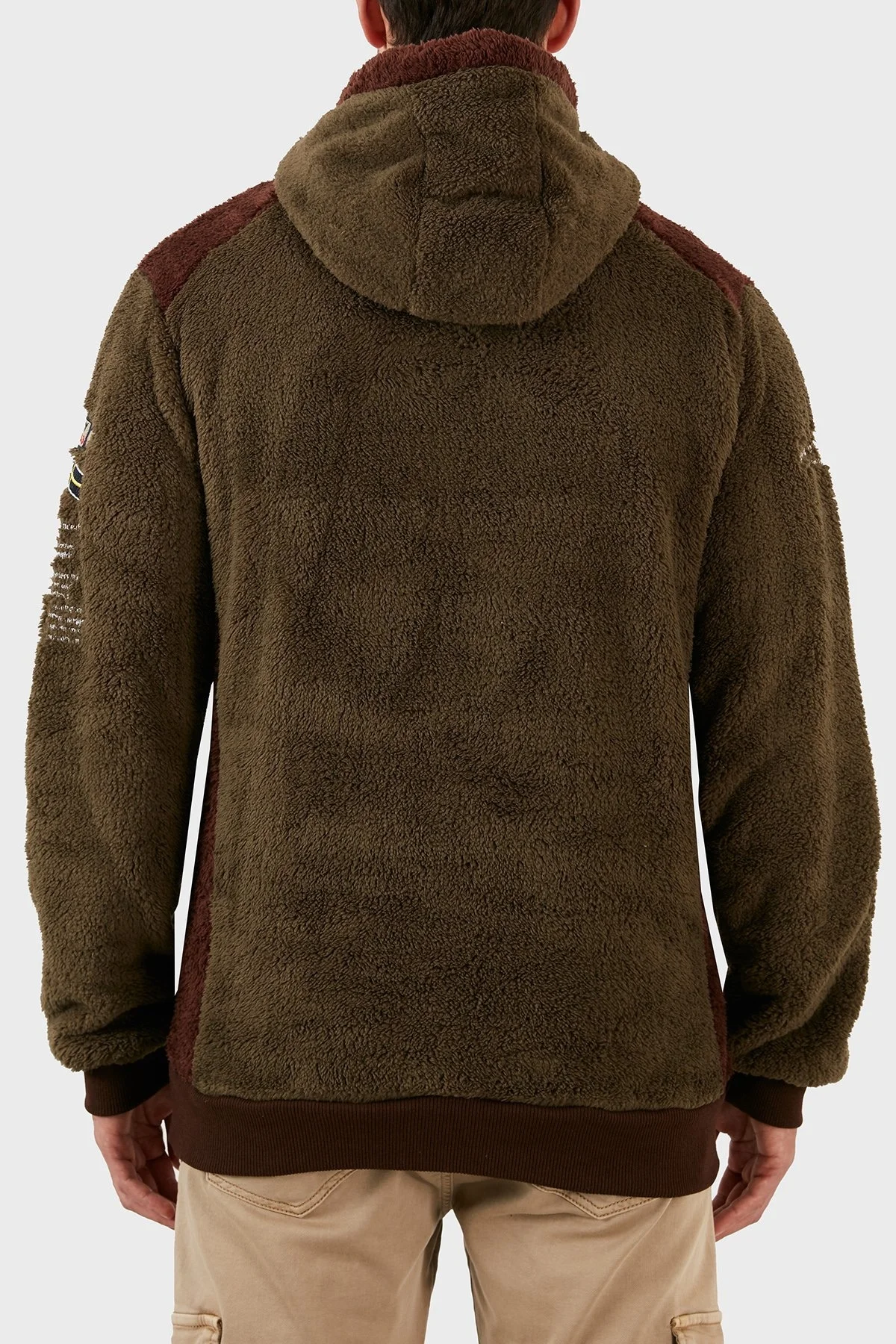 Norway Geographical Pamuklu Yumuşak Dokulu Soğuğa Dayanıklı Kapüşonlu Erkek Polar GYMCLASS SHERCOE KAKİ - 5