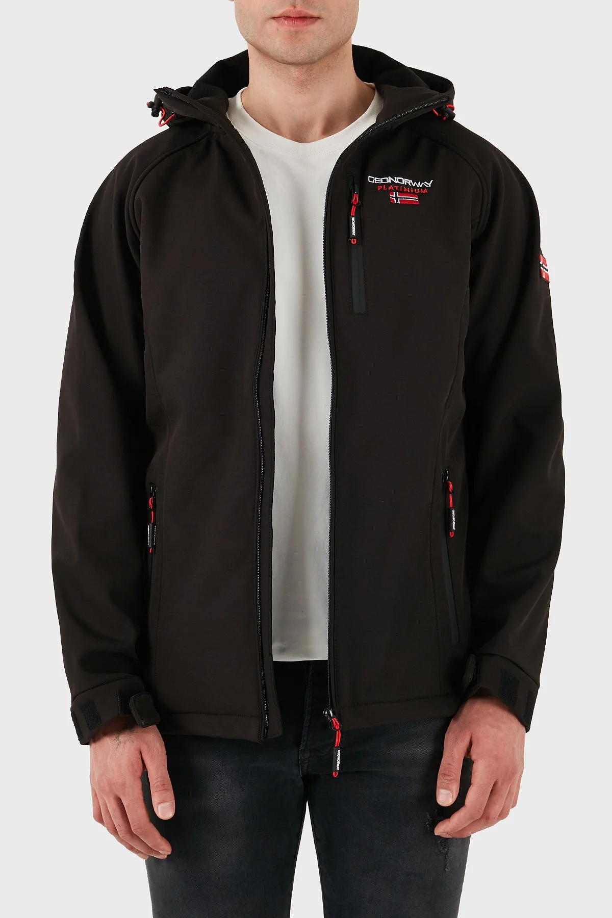 Norway Geographical Regular Fit Logolu Dik Yaka Kapüşonlu Erkek Mont TAKITO SİYAH - 1