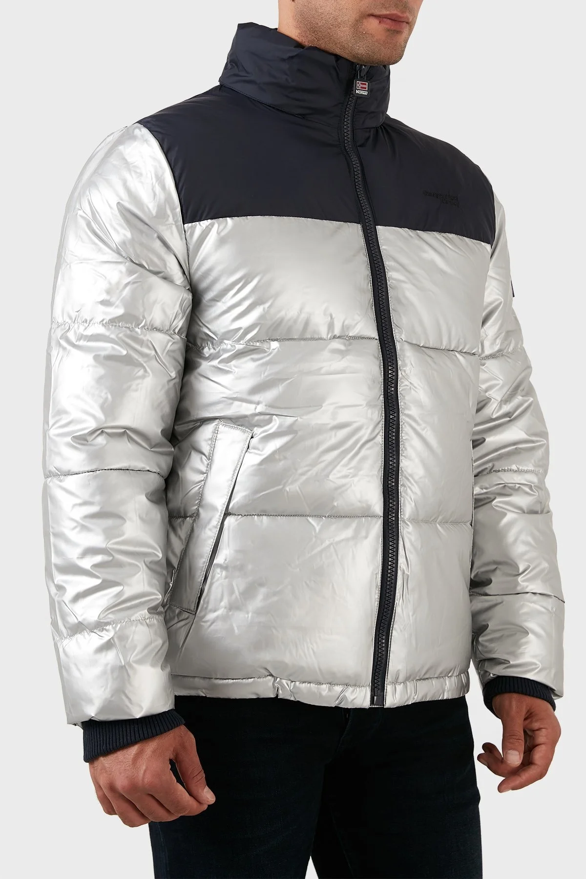 Norway Geographical Rüzgar ve Su Geçirmez Isı Yalıtımlı Outdoor Şişme Erkek Mont ASTRO LACİVERT-GÜMÜŞ - 2