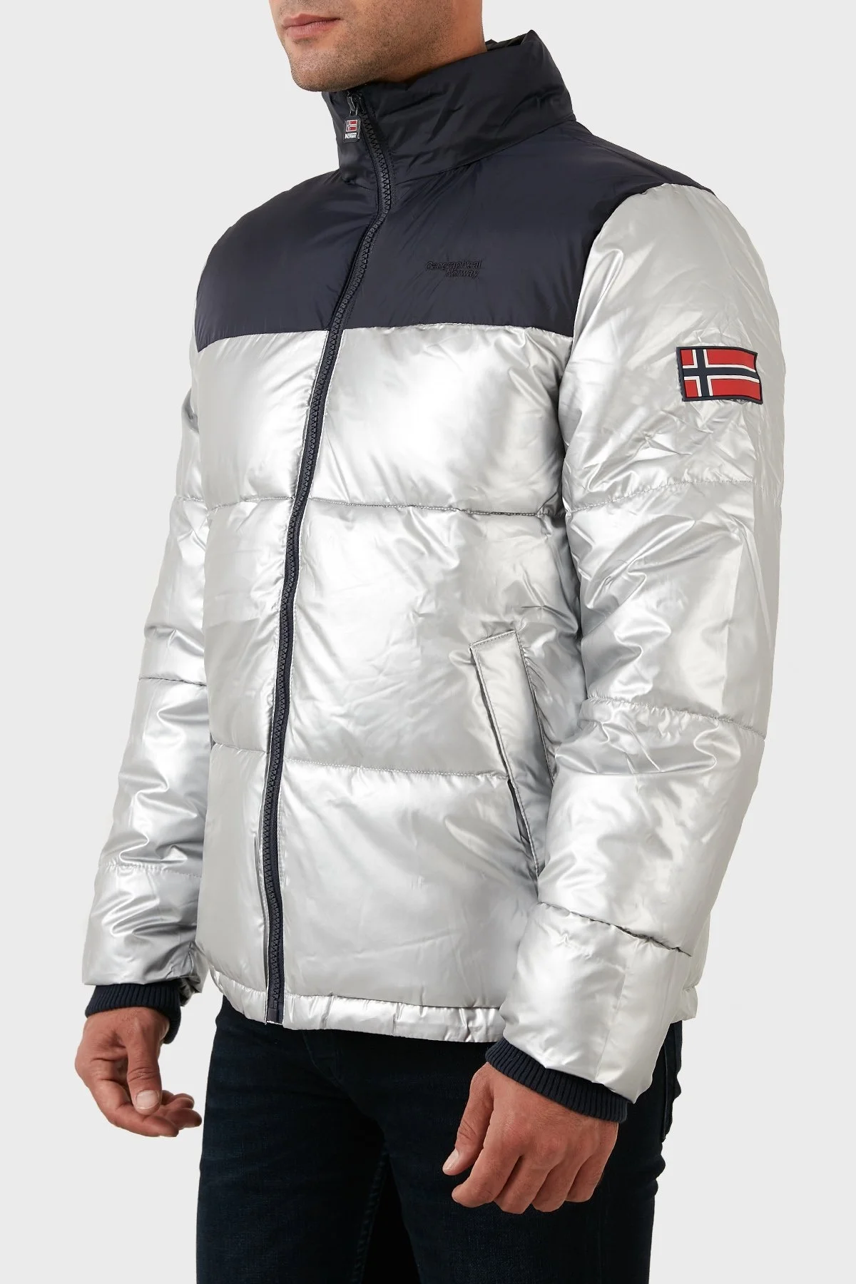 Norway Geographical Rüzgar ve Su Geçirmez Isı Yalıtımlı Outdoor Şişme Erkek Mont ASTRO LACİVERT-GÜMÜŞ - 3