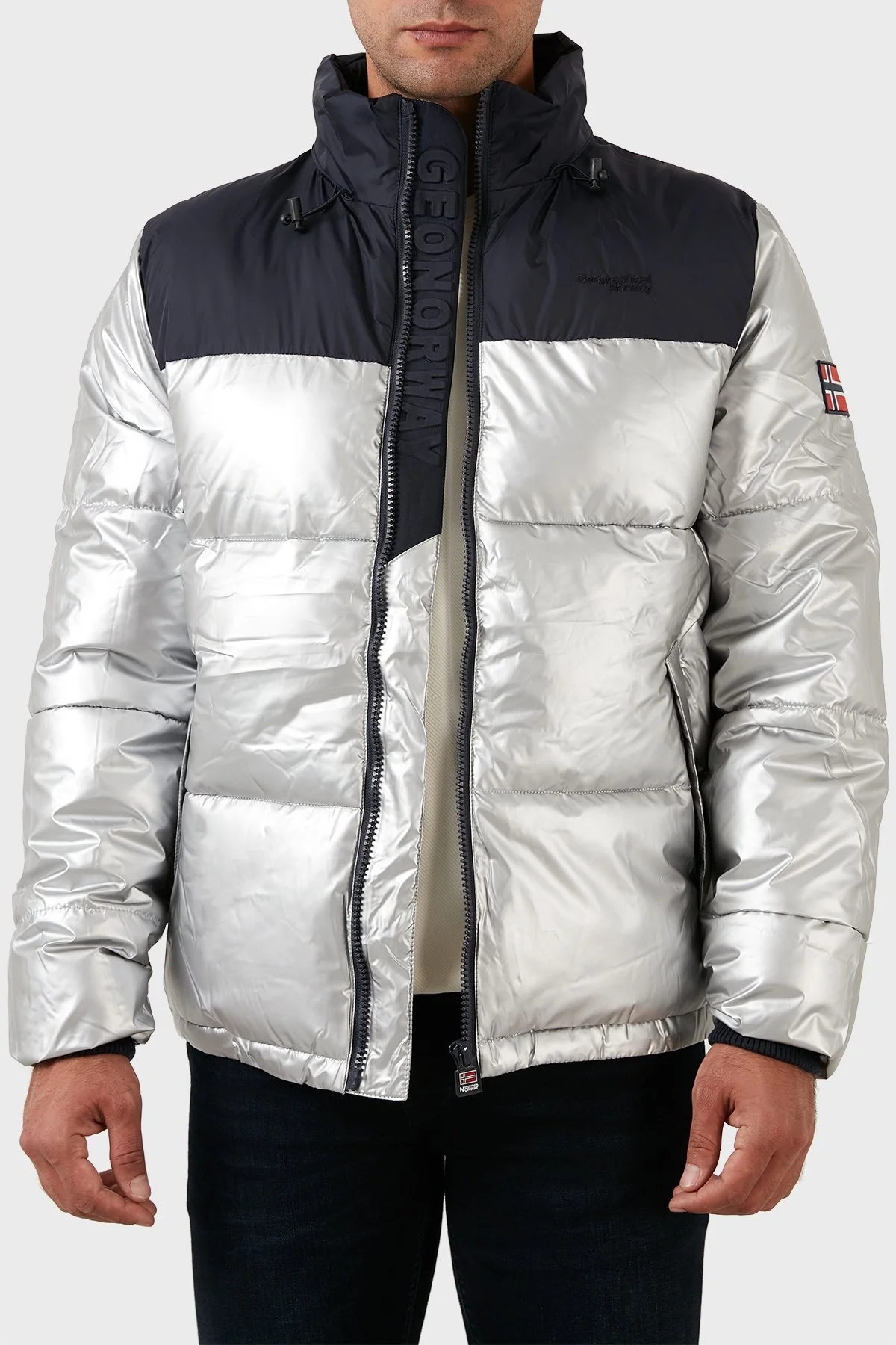 Norway Geographical Rüzgar ve Su Geçirmez Isı Yalıtımlı Outdoor Şişme Erkek Mont ASTRO LACİVERT-GÜMÜŞ - 4