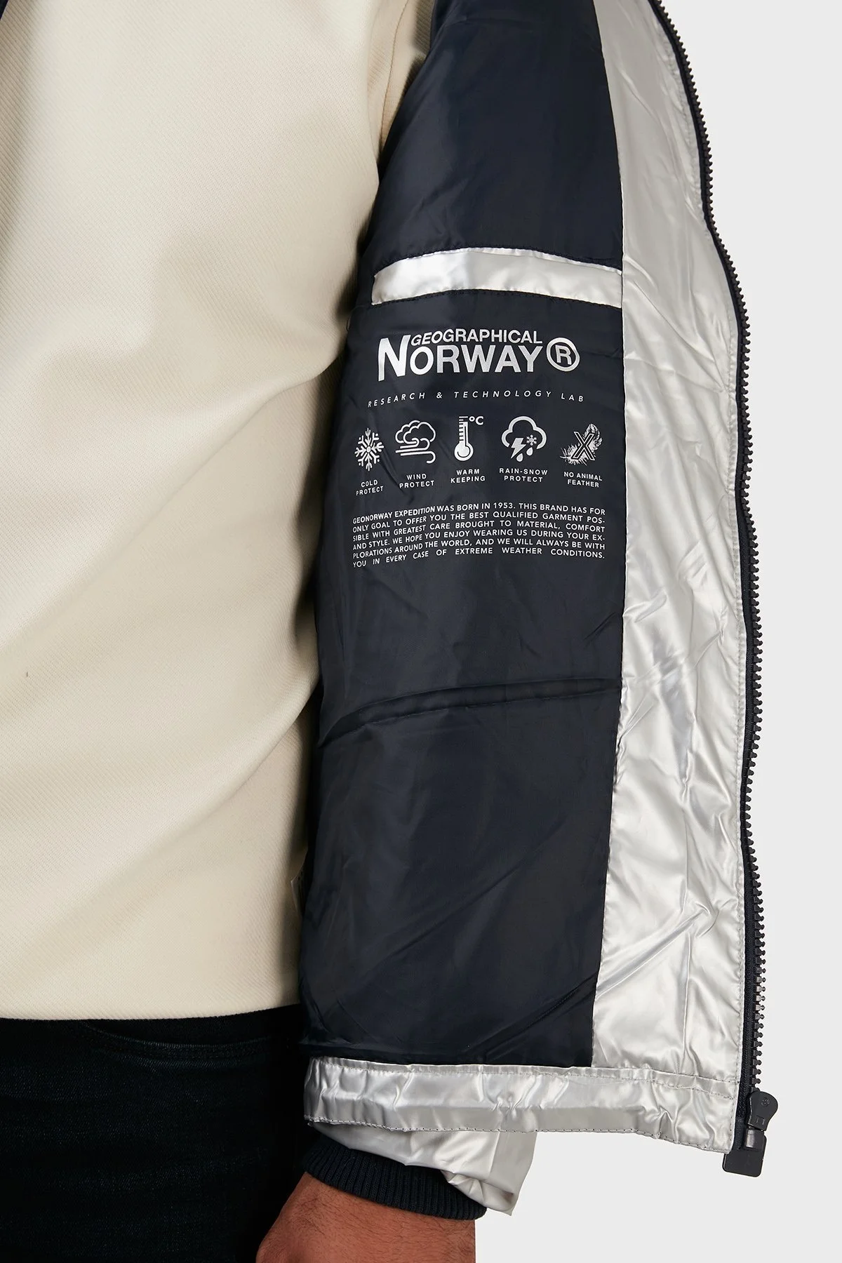 Norway Geographical Rüzgar ve Su Geçirmez Isı Yalıtımlı Outdoor Şişme Erkek Mont ASTRO LACİVERT-GÜMÜŞ - 5