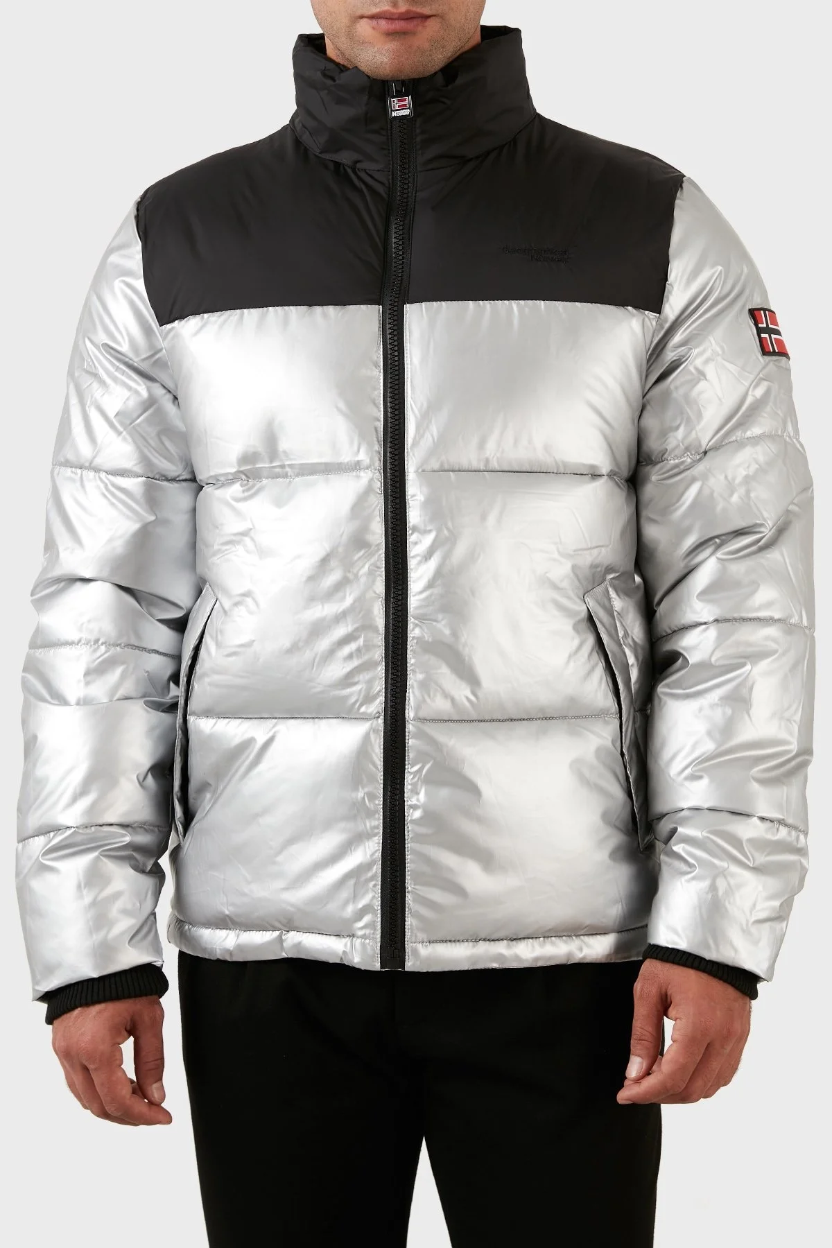 Norway Geographical Rüzgar ve Su Geçirmez Isı Yalıtımlı Outdoor Şişme Erkek Mont ASTRO SİYAH-GÜMÜŞ - 1