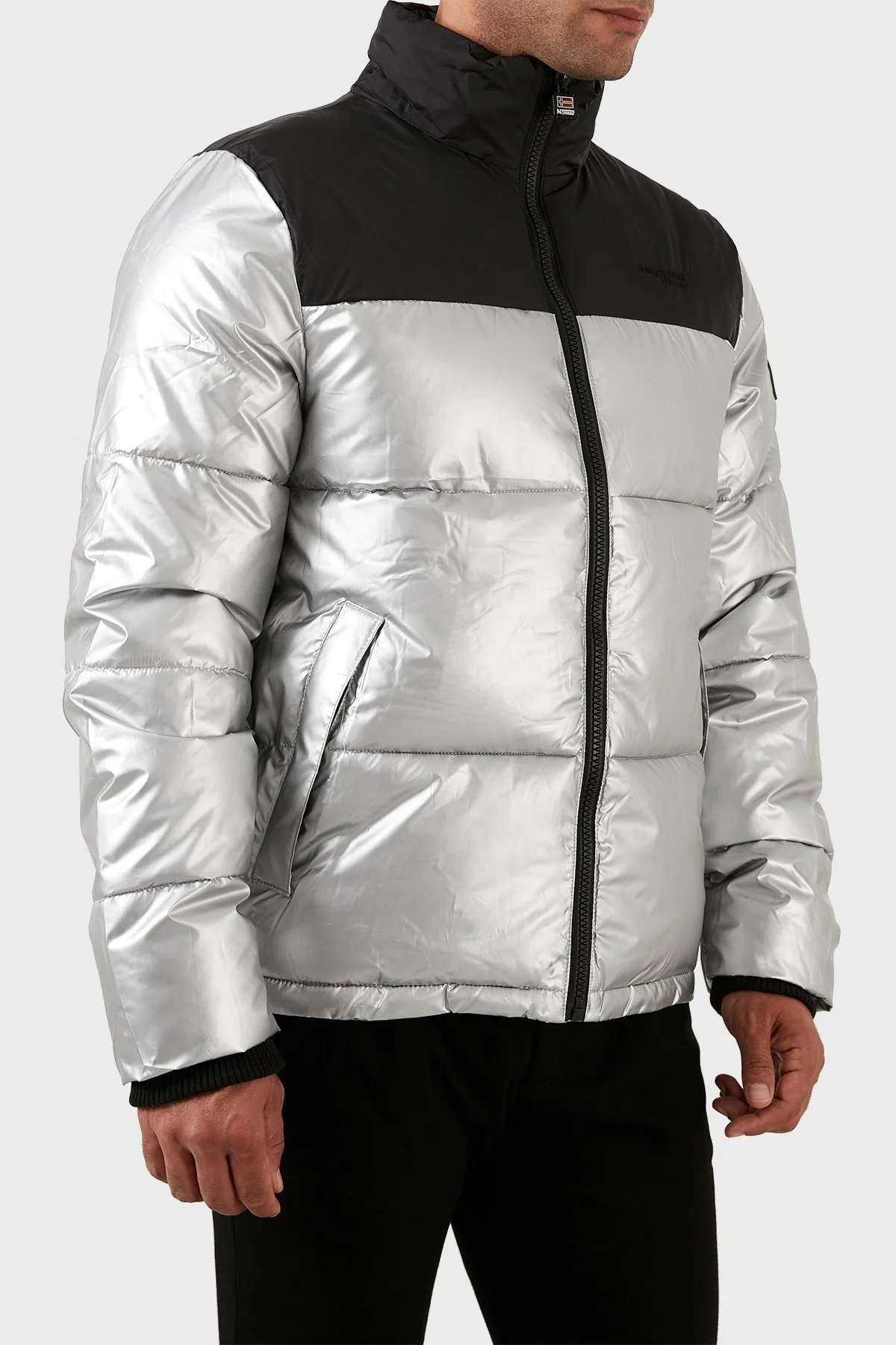 Norway Geographical Rüzgar ve Su Geçirmez Isı Yalıtımlı Outdoor Şişme Erkek Mont ASTRO SİYAH-GÜMÜŞ - 2