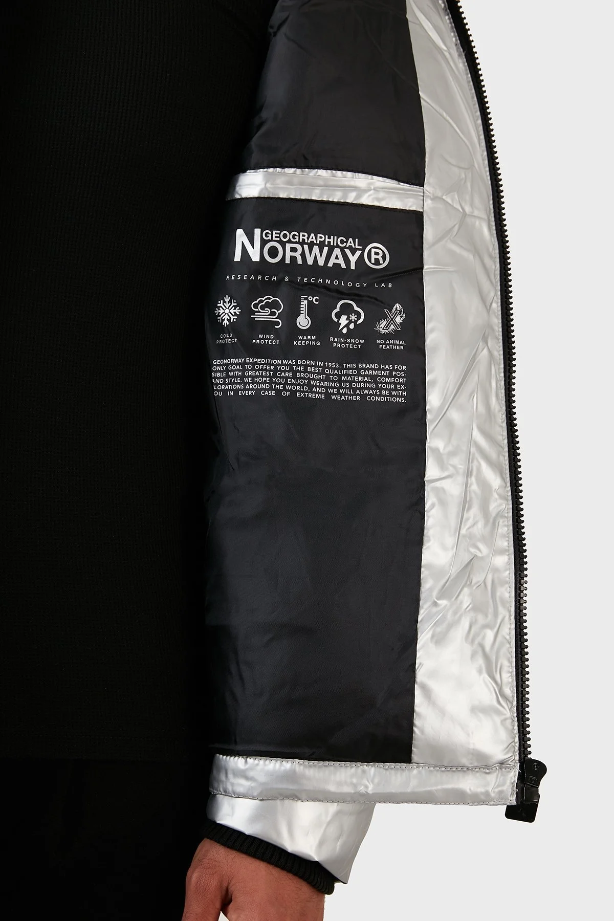 Norway Geographical Rüzgar ve Su Geçirmez Isı Yalıtımlı Outdoor Şişme Erkek Mont ASTRO SİYAH-GÜMÜŞ - 5