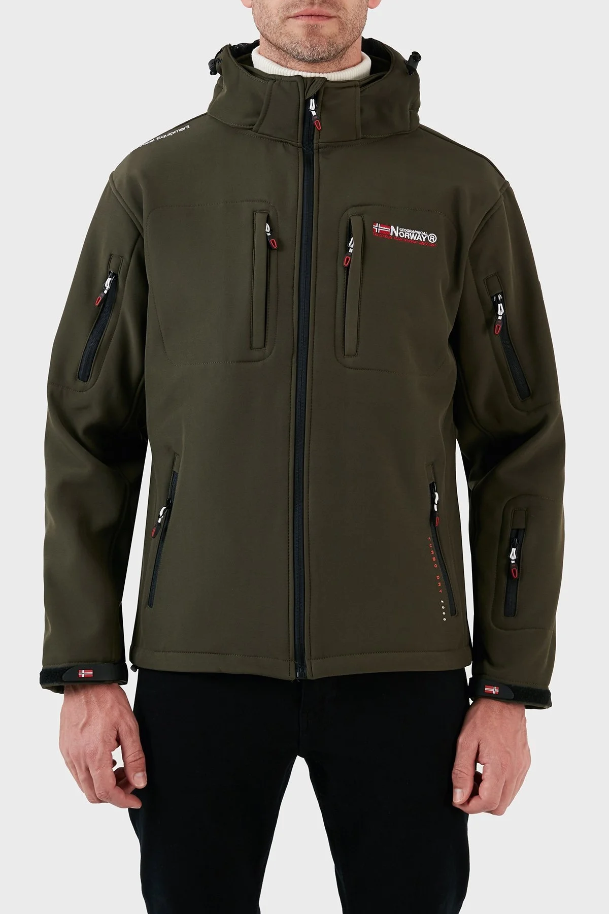 Norway Geographical Rüzgara Dayanıklı Softshell Kapüşonlu Outdoor Erkek Mont TUNAR HAKİ - 7