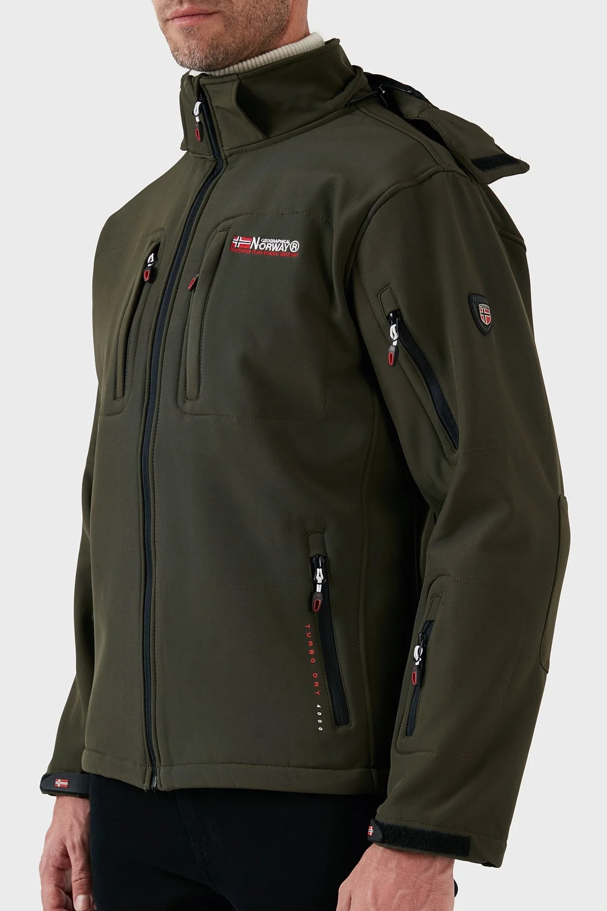 Norway Geographical Rüzgara Dayanıklı Softshell Kapüşonlu Outdoor Erkek Mont TUNAR HAKİ - 8