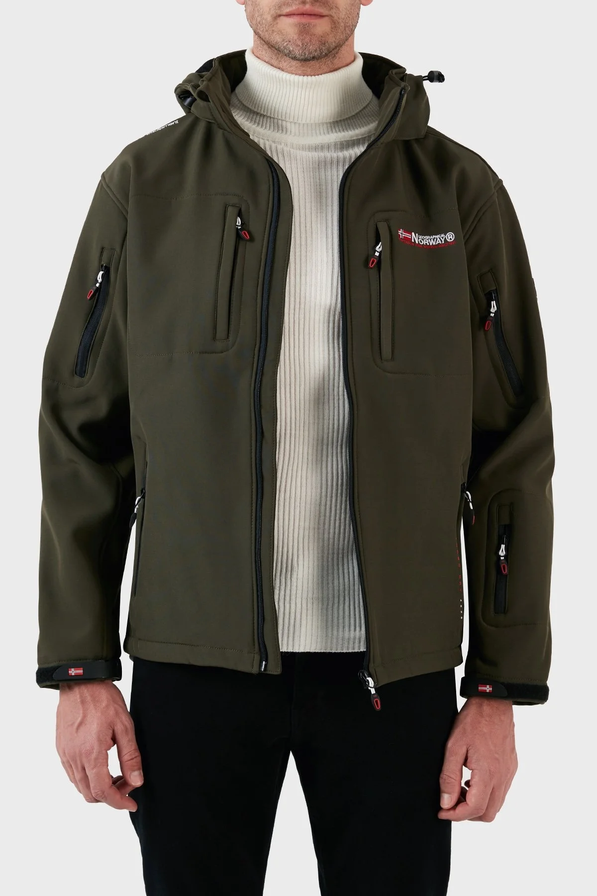 Norway Geographical Rüzgara Dayanıklı Softshell Kapüşonlu Outdoor Erkek Mont TUNAR HAKİ - 10