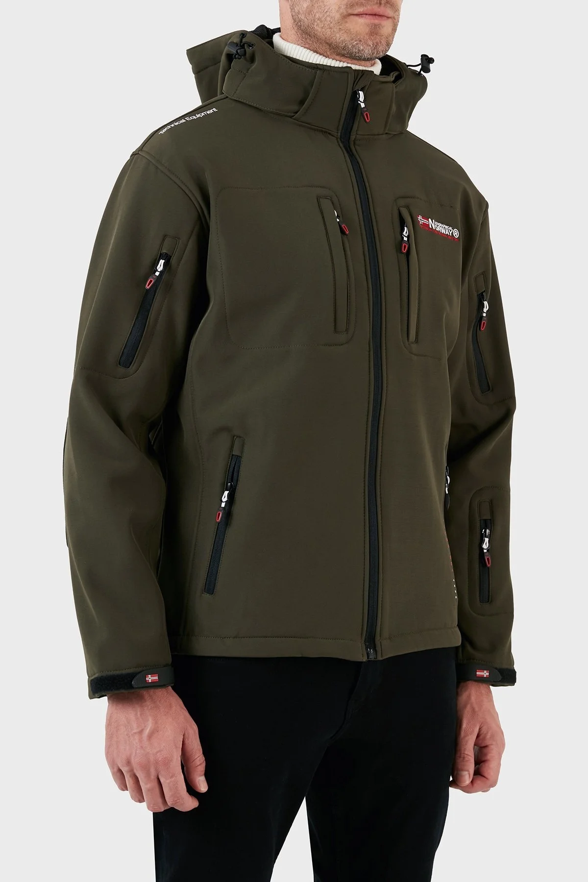 Norway Geographical Rüzgara Dayanıklı Softshell Kapüşonlu Outdoor Erkek Mont TUNAR HAKİ - 12