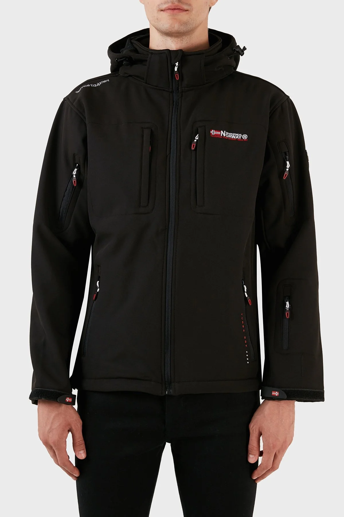 Norway Geographical Rüzgara Dayanıklı Softshell Kapüşonlu Outdoor Erkek Mont TUNAR SİYAH - 8