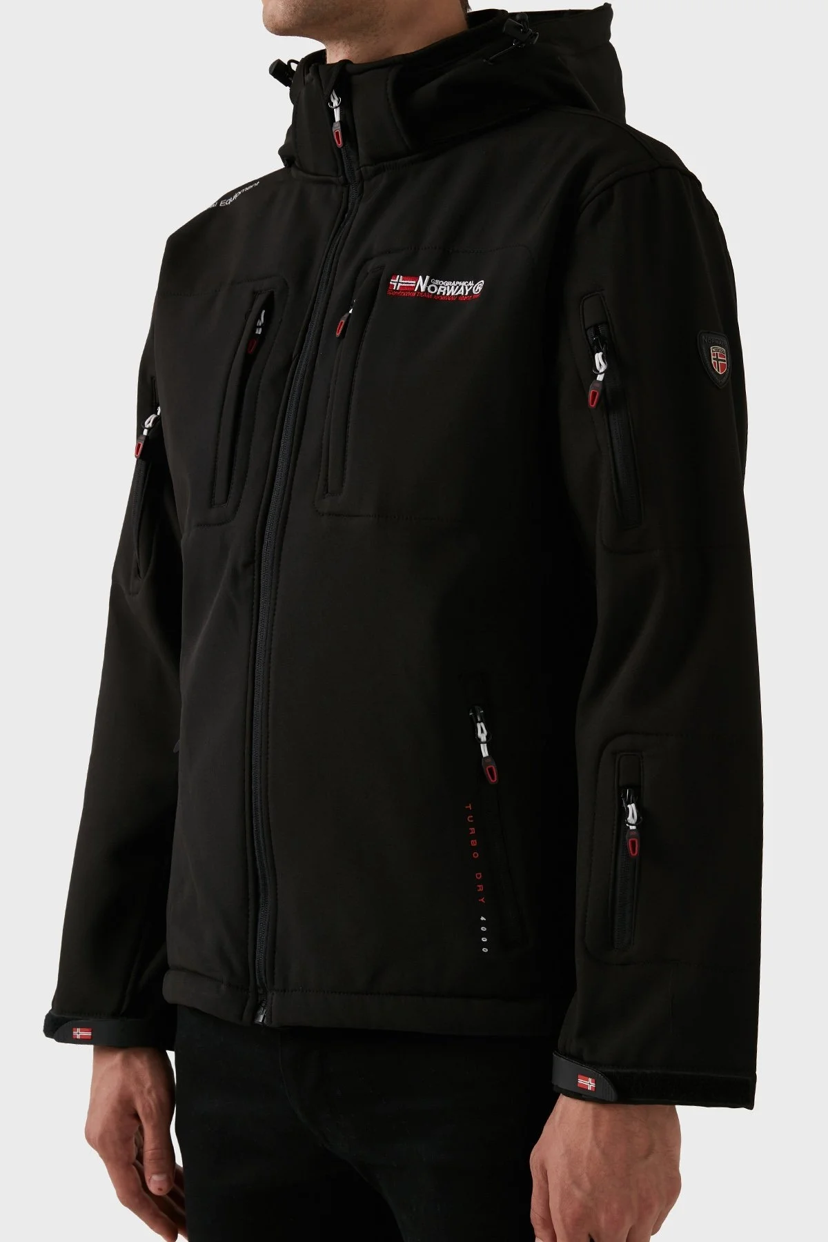 Norway Geographical Rüzgara Dayanıklı Softshell Kapüşonlu Outdoor Erkek Mont TUNAR SİYAH - 9