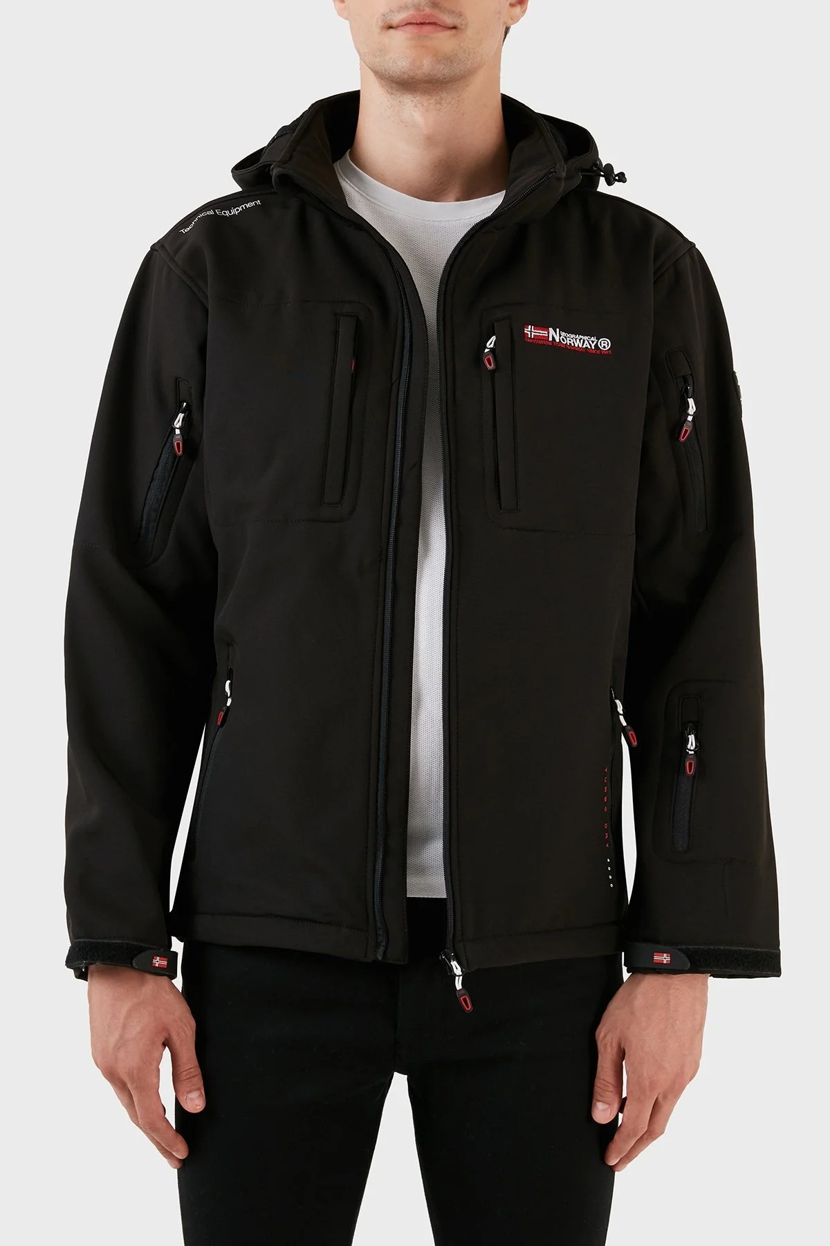 Norway Geographical Rüzgara Dayanıklı Softshell Kapüşonlu Outdoor Erkek Mont TUNAR SİYAH - 11