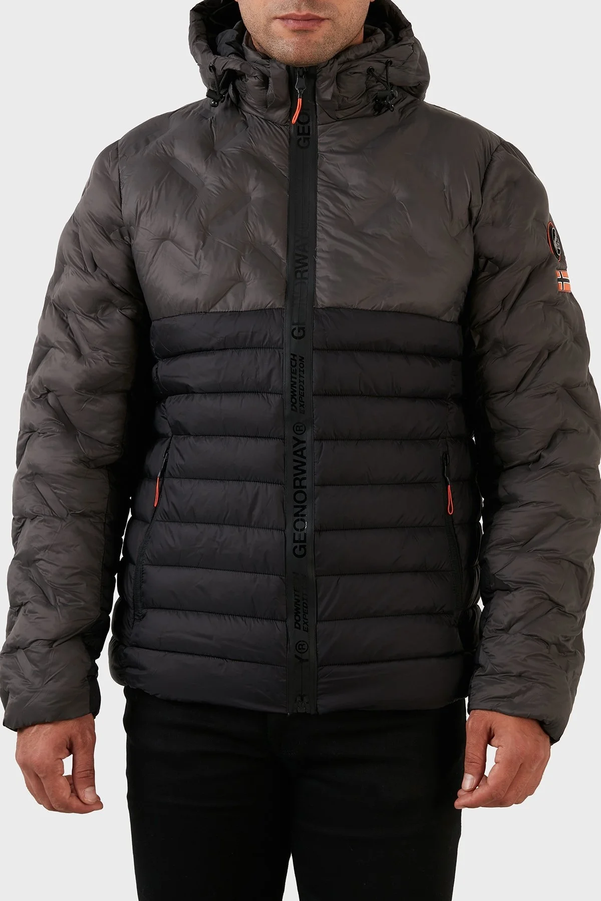 Norway Geographical Rüzgara ve Suya Dayanıklı Çıkarılabilir Kapüşonlu Erkek Mont BURATOR KOYU GRİ - 1