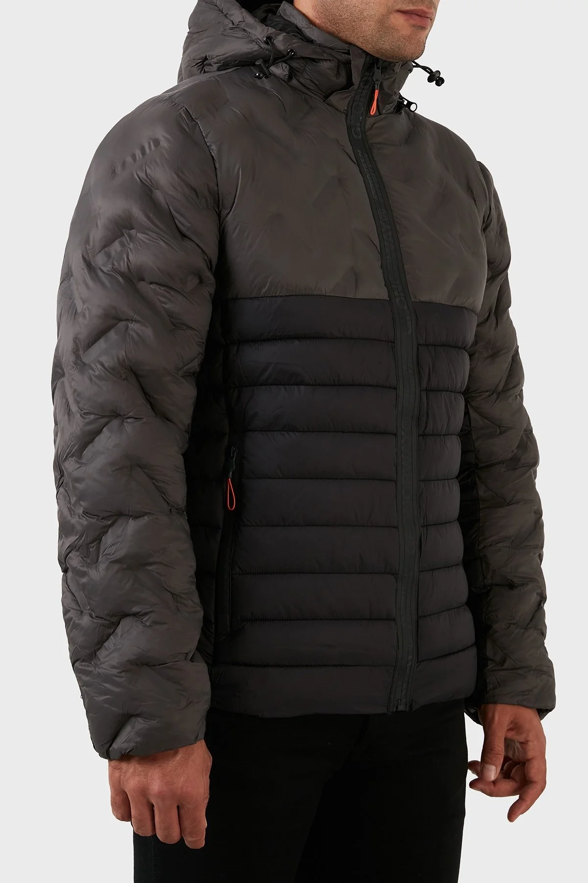 Norway Geographical Rüzgara ve Suya Dayanıklı Çıkarılabilir Kapüşonlu Erkek Mont BURATOR KOYU GRİ - 3