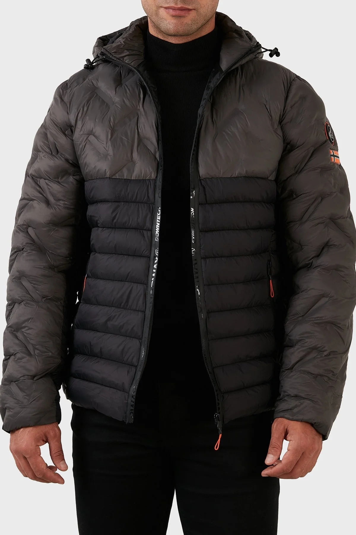 Norway Geographical Rüzgara ve Suya Dayanıklı Çıkarılabilir Kapüşonlu Erkek Mont BURATOR KOYU GRİ - 4