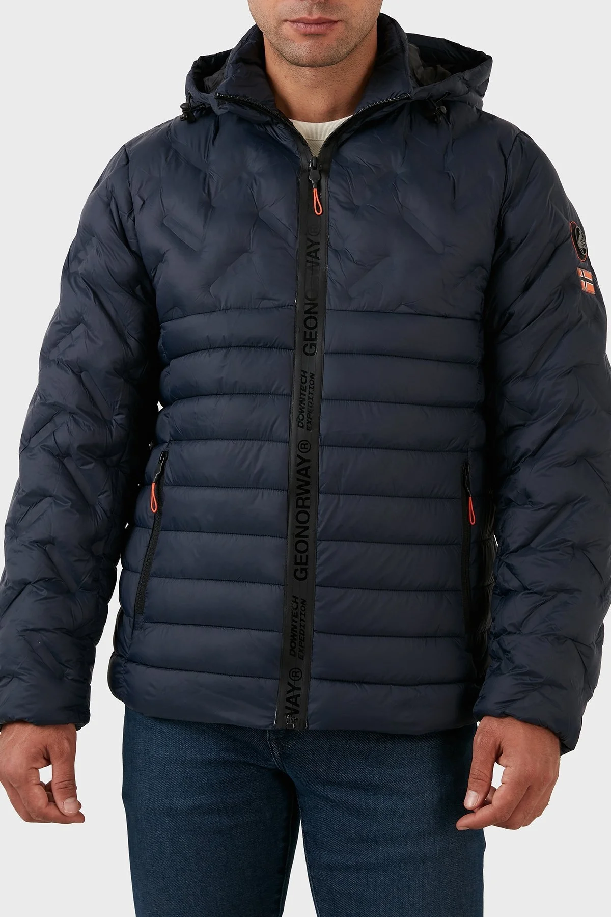 Norway Geographical Rüzgara ve Suya Dayanıklı Çıkarılabilir Kapüşonlu Erkek Mont BURATOR LACİVERT - 1